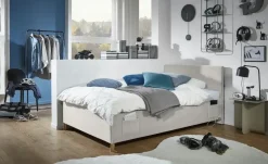 Polsterbettgestell mit USB-Anschluss Cool | Beige, Ohne Rückenteil