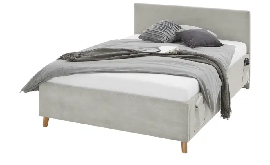 Polsterbettgestell mit USB-Anschluss Cool | Beige, Ohne Rückenteil