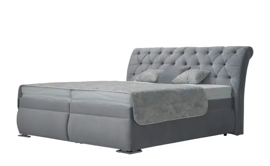 Polsterdoppelbett Derby | Silbergrau, Hellgrau