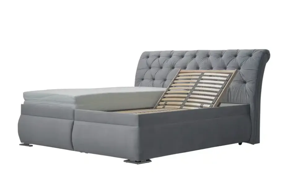Polsterdoppelbett Derby | Silbergrau, Hellgrau