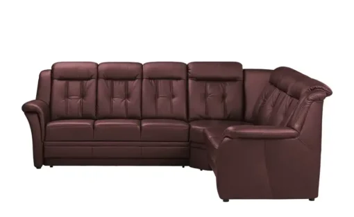 Polstermöbel Oelsa Komfort-Ecksofa aus Leder Andorra | Kirschrot, rechts