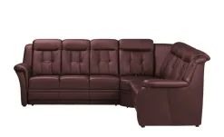 Polstermöbel Oelsa Komfort-Ecksofa aus Leder Andorra | Kirschrot, rechts