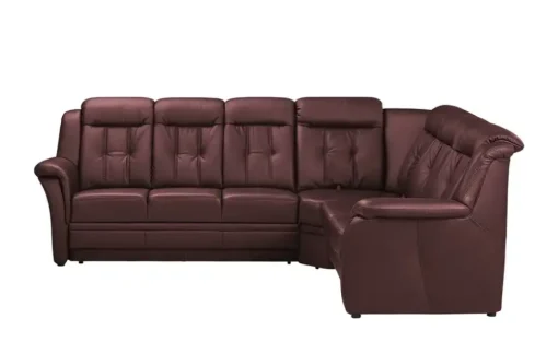 Polstermöbel Oelsa Komfort-Ecksofa aus Leder Andorra | Kirschrot, rechts