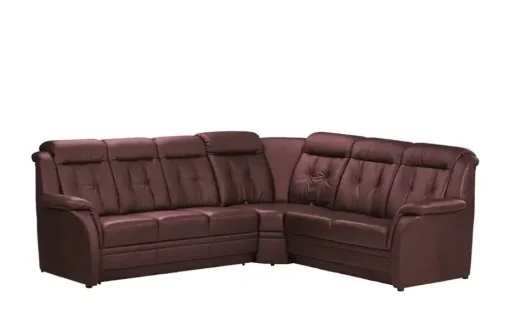 Polstermöbel Oelsa Komfort-Ecksofa aus Leder Andorra | Kirschrot, rechts