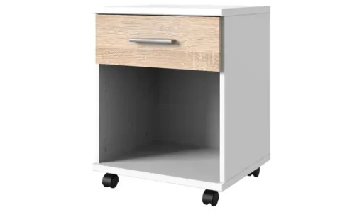Rollcontainer Joker | Weiß, Eiche sägerau (Nachbildung)