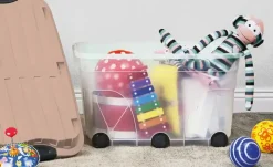 Rotho Rollbox mit Deckel Aufbewahrungsbox | Rosa