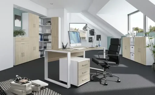 Schreibtisch home.office | 150x80 cm, Eiche Sonoma (Nachbildung), Weiß