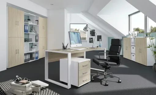 Schreibtisch home.office | 150x80 cm, Eiche Sonoma (Nachbildung), Weiß