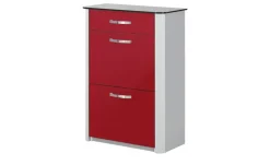 Schuhschrank Juno | Rot, Aluminiumgrau, 71 cm | Höffner