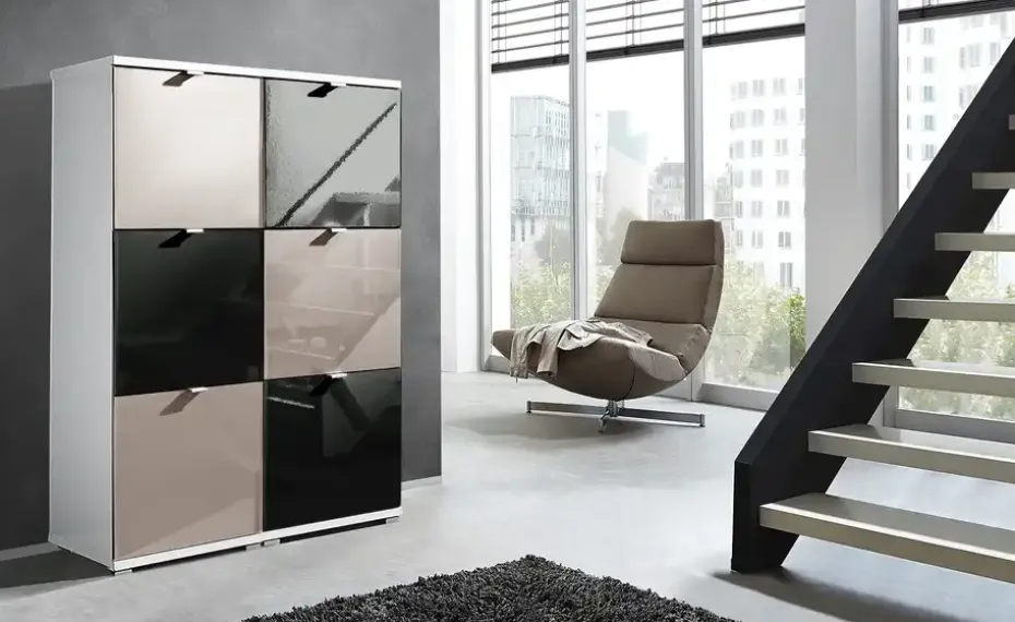 Schuhschrank Steingrau, Schwarz Puzzle | Möbel Höffner