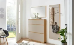 Schuhschrank Tiba | Sand, Eiche bianco, 121 cm