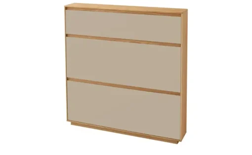 Schuhschrank Tiba | Sand, Eiche bianco, 121 cm