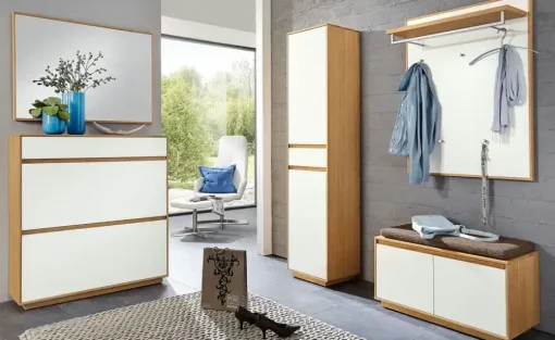 Schuhschrank Tiba | Weiß, Eiche bianco, 121 cm