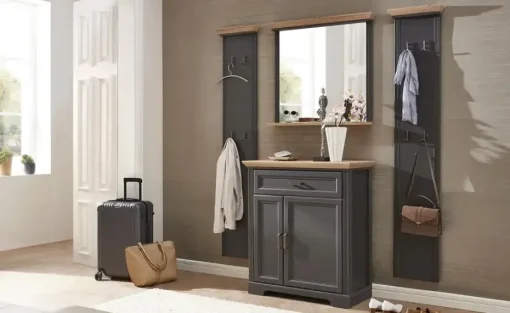 Schuhschrank Varese | Graphit, matt, Asteiche (Nachbildung)