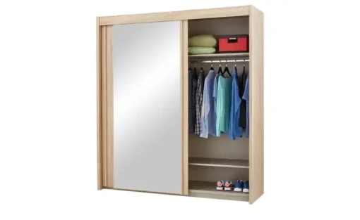 Schwebetürenschrank mit Spiegel Regent | 151 cm, Eiche Sonoma (Nachbildung)