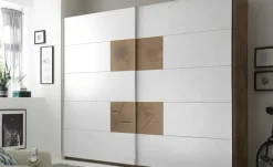 Schwebetürenschrank Rugby | Weiß, Wildeiche (Nachbildung)