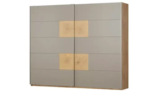 Schwebetürenschrank Rugby | Grau, Wildeiche (Nachbildung)