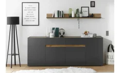 Sideboard  Cande | Anthrazit, Eiche (Nachbildung), 220 cm