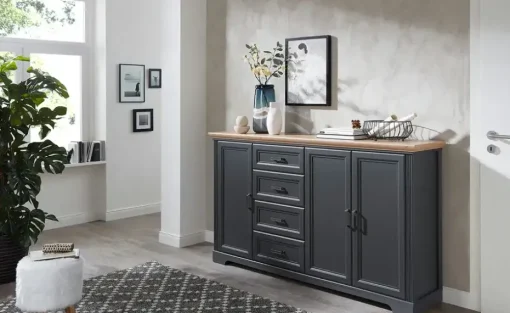 Sideboard Varese | Graphit, matt, Asteiche (Nachbildung)
