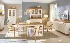 smart Armlehnstuhl aus Wildeiche massiv Stellan | Creme
