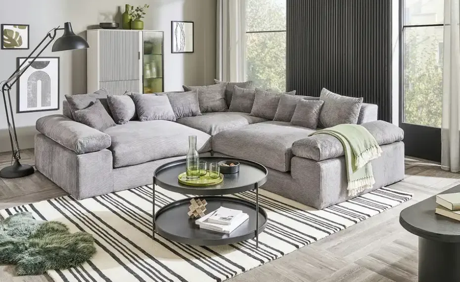 smart Ecksofa Lianea | Cordstoff, Grau | Möbel Höffner