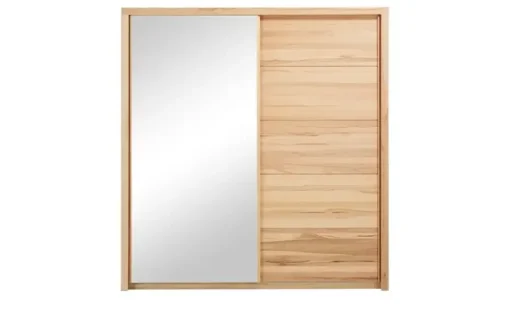 smart Schwebetürenschrank, 2-türig mit Spiegeltür Oslo | Kernbuche, Kernbuche (Nachbildung)