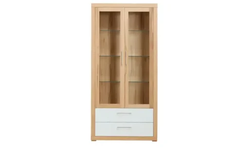 smart Vitrine Oslo | Kernbuche, Kernbuche (Nachbildung), Weiß