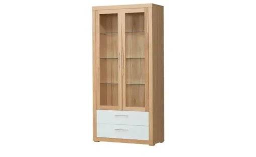 smart Vitrine Oslo | Kernbuche, Kernbuche (Nachbildung), Weiß
