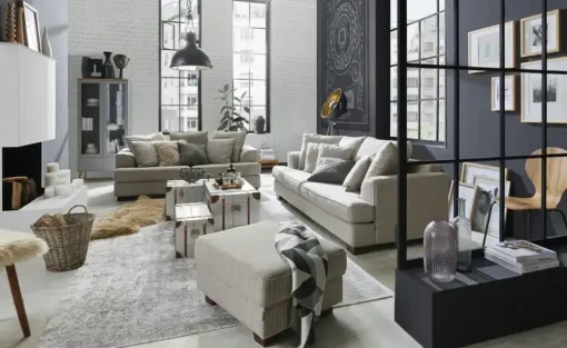 SOHO Großes Loungesofa  braun - Webstoff Franka | Sand, 3