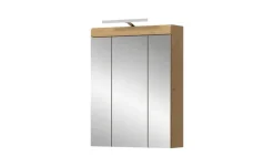 Spiegelschrank SCHLOONSEE, Breite 60cm, inkl. Beleuchtung, 3 Spiegeltüren, 9 Fächer in verschiedenen Farben erhältlich, Badmöbel, Spiegel, Badschrank, Bad Schloonsee | Eiche Artisan (Nachbildung)