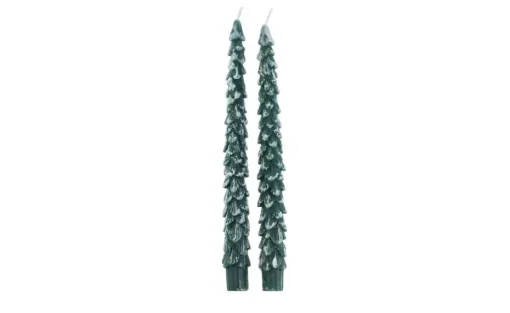 Stabkerze Tannenbaum, 2er Set | Grün, Weiß | Höffner