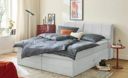 switch Boxspringbett mit Bettkasten Dilma | Hellgrau, 140 cm