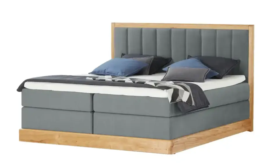 Switch Refresh Massivholz-Boxspringbett Alma | Dunkelgrau, 140 cm