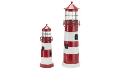Teelichthalter Leuchtturm, 2er Set | Rot, Weiß