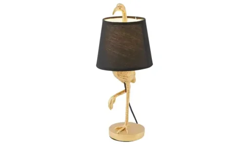 Tischleuchte, 1-flammig `Flamingo`schwarz/goldfarbig