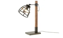Tischleuchte, 1-flammig, Holz / Metall schwarz