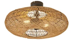 Trio Deckenleuchte, 2-flammig, Schirm aus Sisal