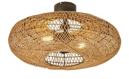 Trio Deckenleuchte, 2-flammig, Schirm aus Sisal