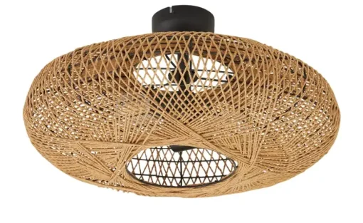 Trio Deckenleuchte, 2-flammig, Schirm aus Sisal