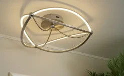 Trio LED-Deckenleuchte, Nickel-matt, geschwungen | silberfarben, matt