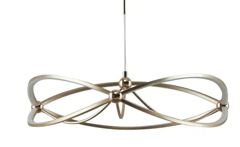 Trio LED-Pendelleuchte messing matt, geschwungen | messingfarben, matt