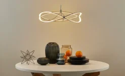 Trio LED-Pendelleuchte Nickel-matt geschwungen | silberfarben, Weiß, matt