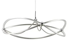 Trio LED-Pendelleuchte Nickel-matt geschwungen | silberfarben, Weiß, matt