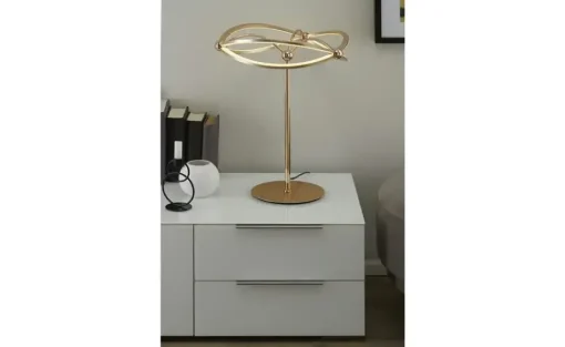 Trio LED-Tischleuchte, messing-matt, geschwungen | messingfarben, matt