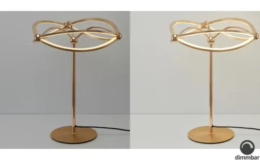 Trio LED-Tischleuchte, messing-matt, geschwungen | messingfarben, matt