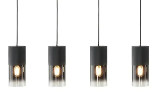 Trio Pendelleuchte, 4-flammig, Rauchglas schwarz | 4