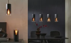Trio Pendelleuchte, 4-flammig, Rauchglas schwarz | 4