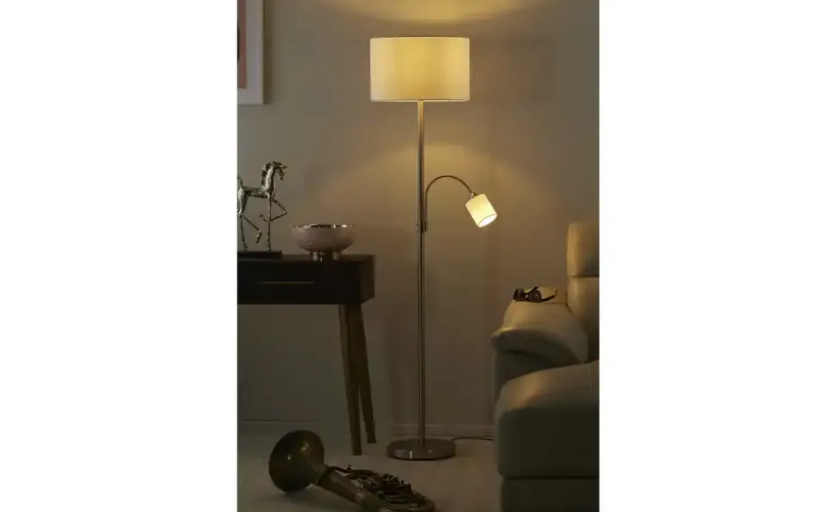 Trio Stehleuchte, 2-flammig, Stoffschirm weiß | Weiß