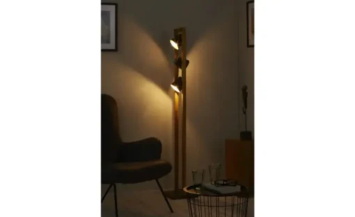 Trio Stehleuchte, 3-flammig, Nickel antik/Pinienholz