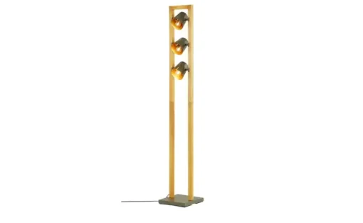 Trio Stehleuchte, 3-flammig, Nickel antik/Pinienholz